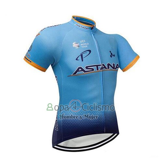 Astana Ropa Ciclismo Culotte Corto 2018 Mangas Cortas APagado Azul